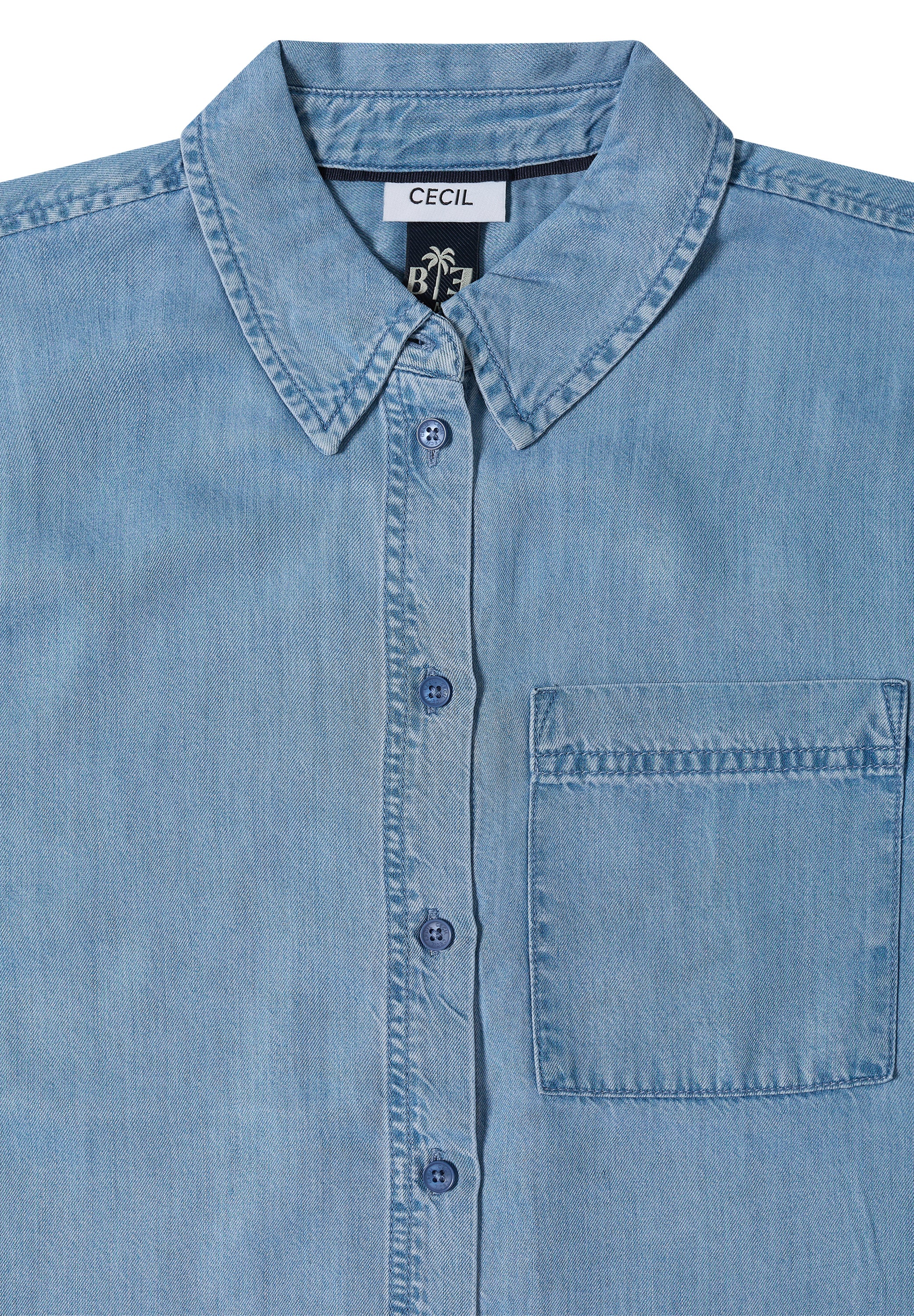 Kurzarm Hemdbluse im Denim-Look