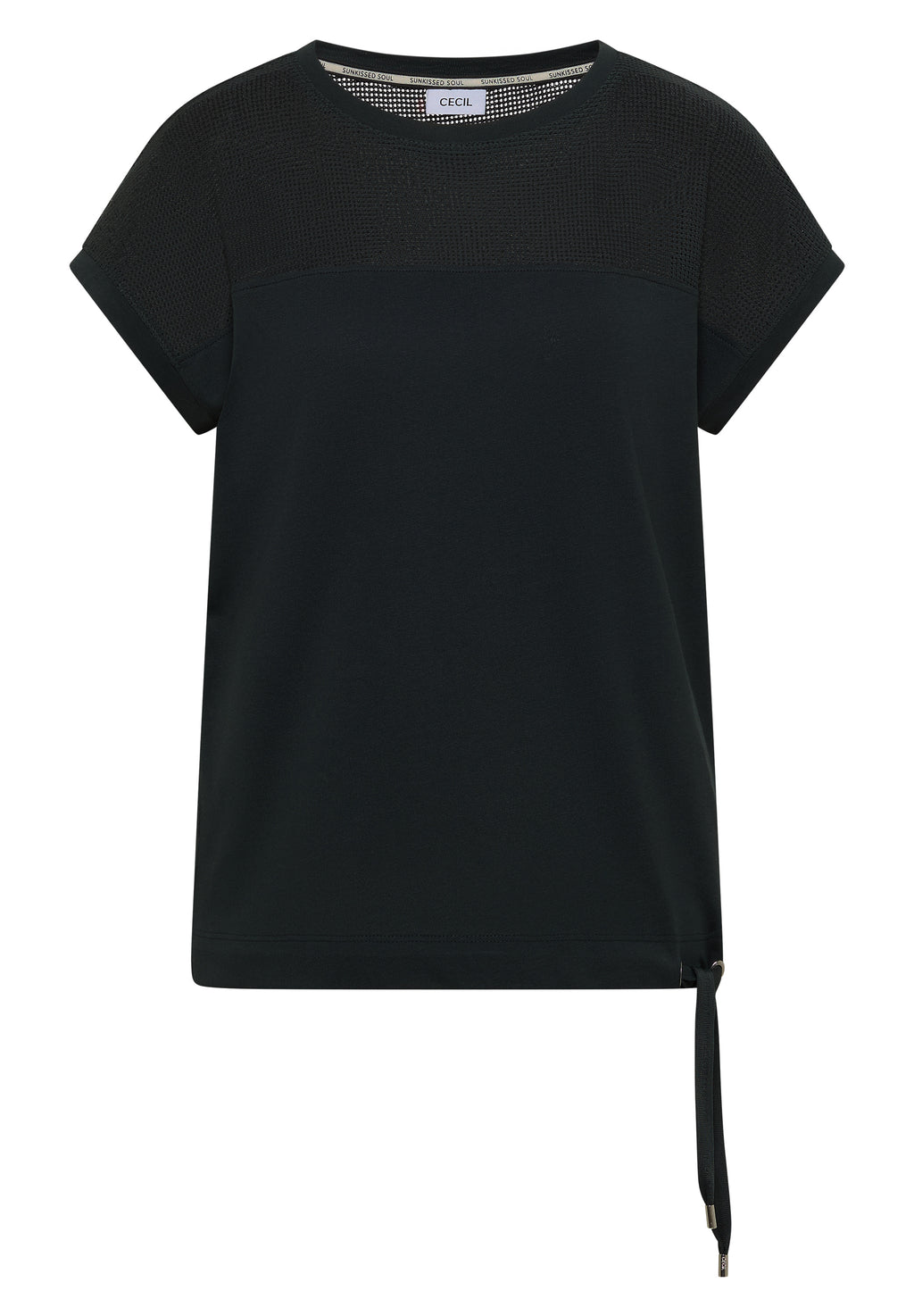 T-Shirt mit Boatneck und Mesh-Einsatz