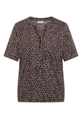 T-Shirt mit Split Neck und Print