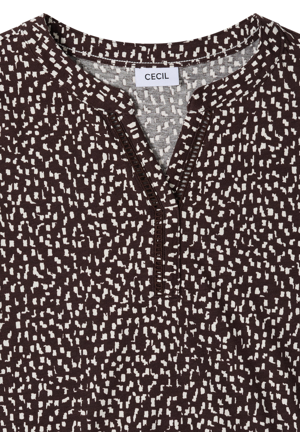T-Shirt mit Split Neck und Print
