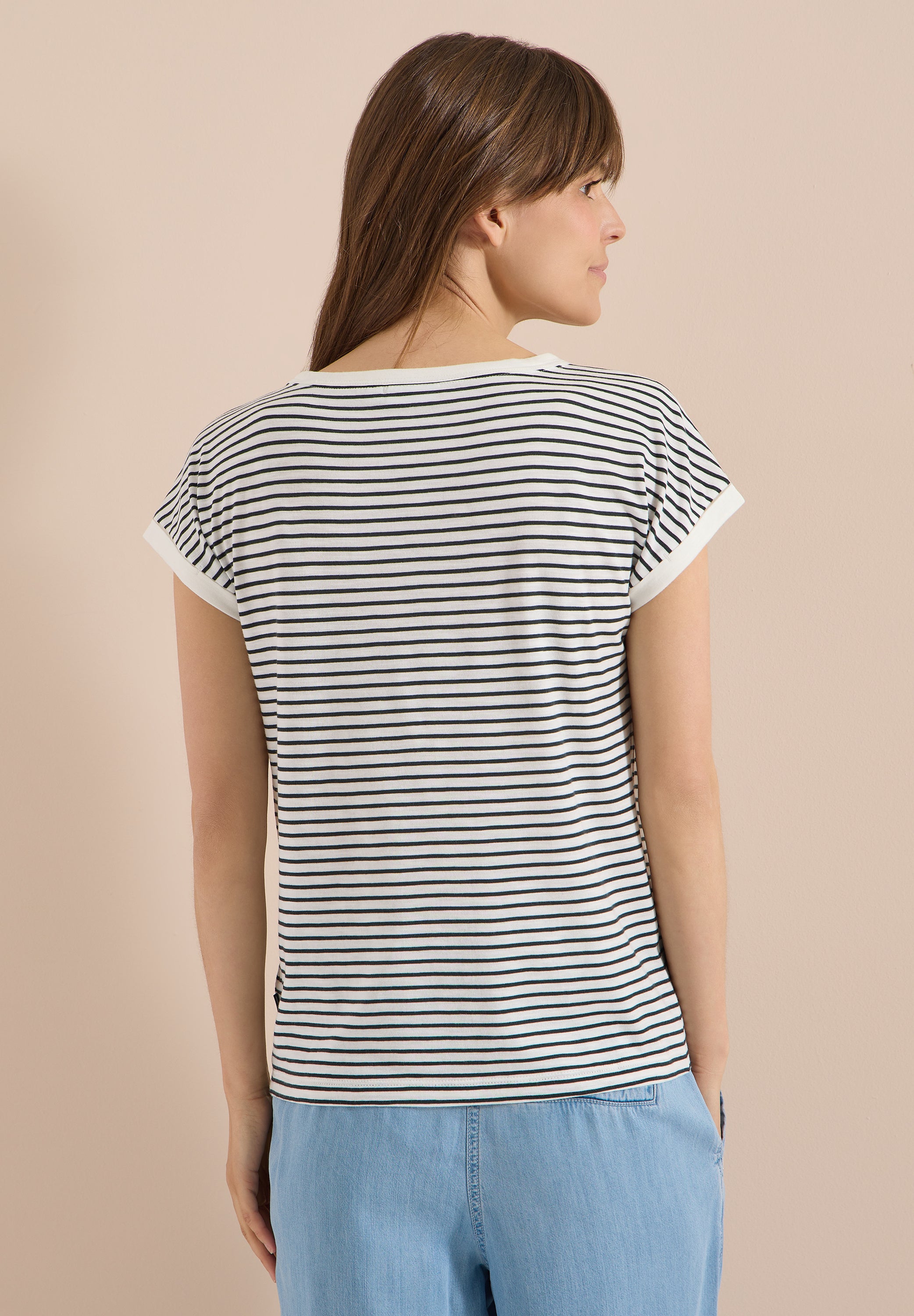 T-Shirt mit Boat Neck und Streifen
