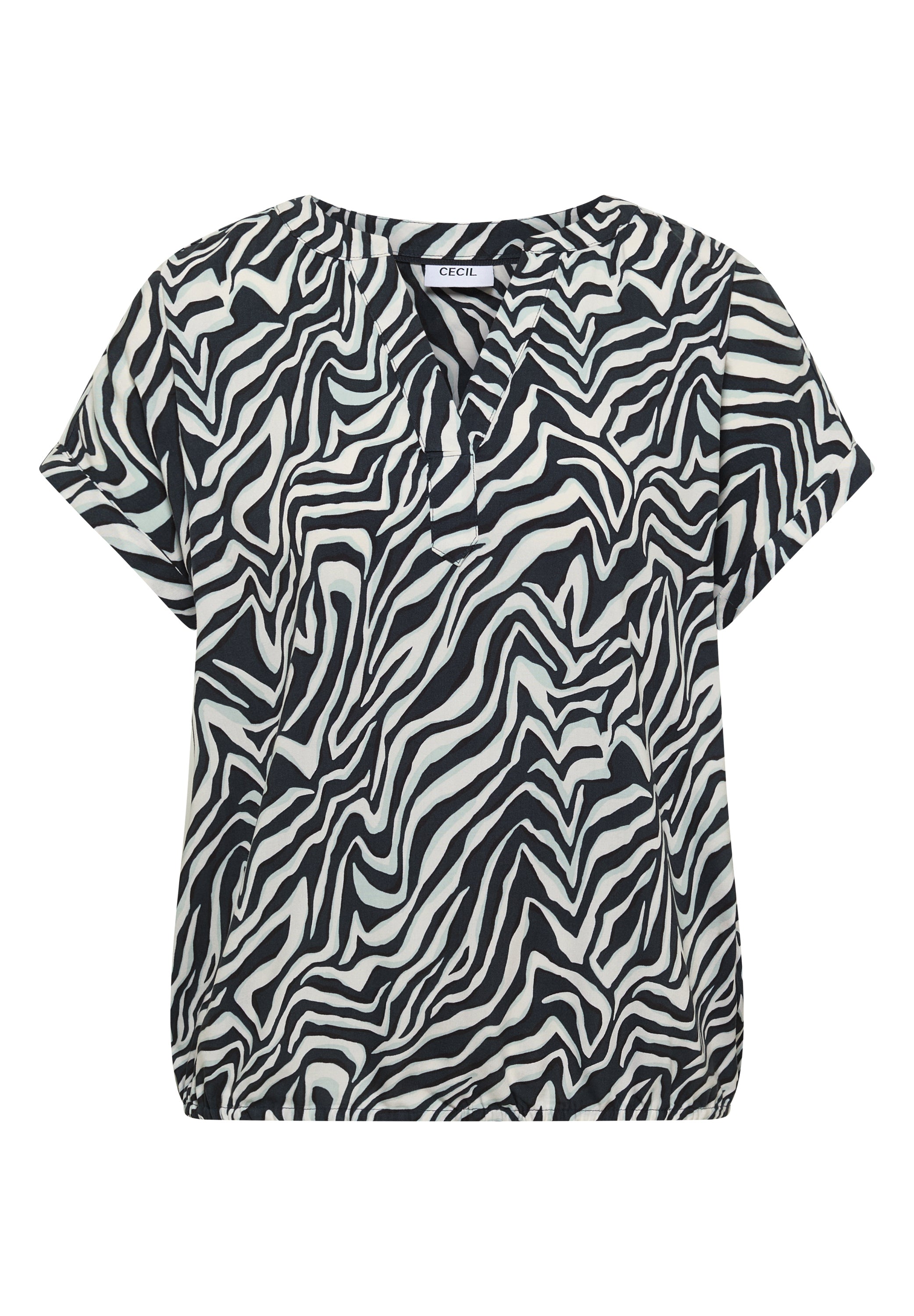 Bluse mit Split Neck und Zebra-Print