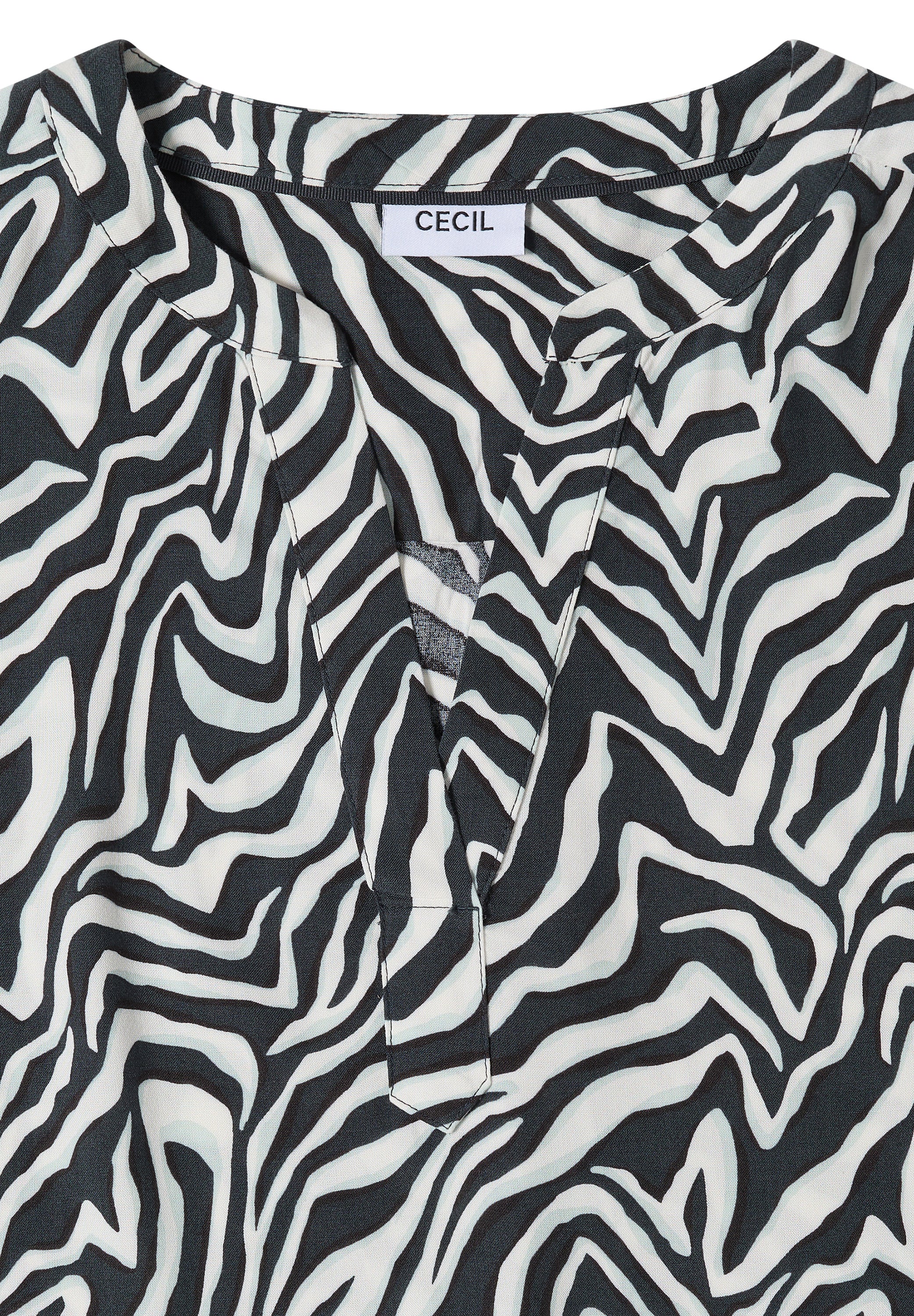 Bluse mit Split Neck und Zebra-Print