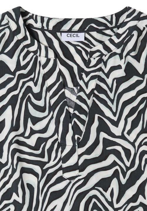 Bluse mit Split Neck und Zebra-Print