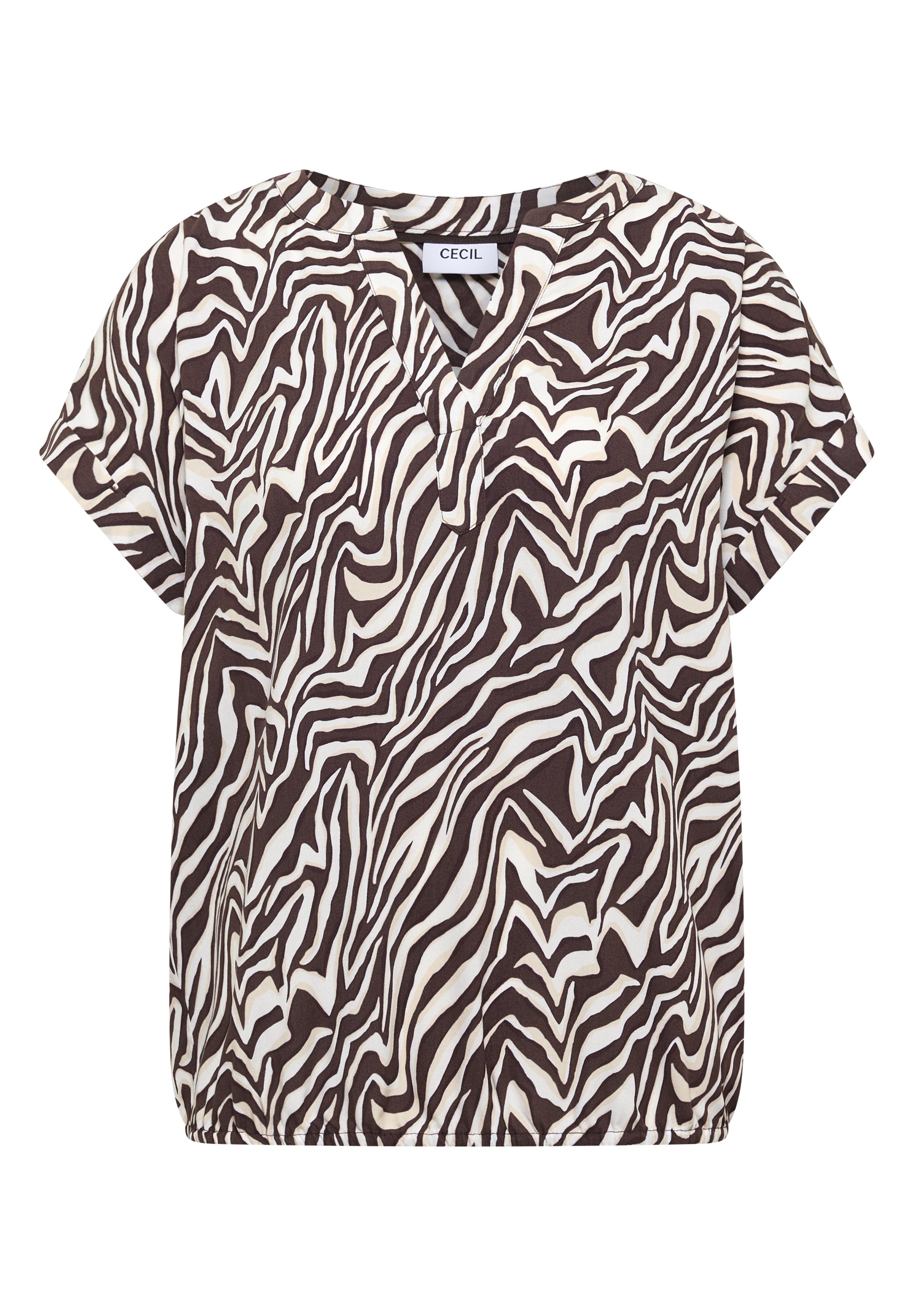 Bluse mit Split Neck und Zebra-Print