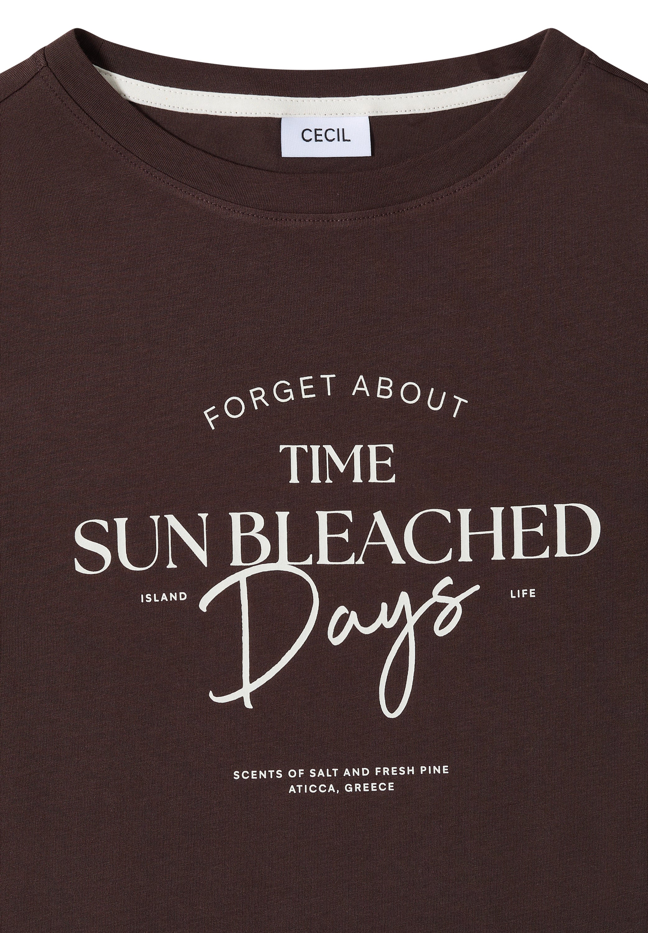 T-Shirt mit Boat Neck und Wording Artwork