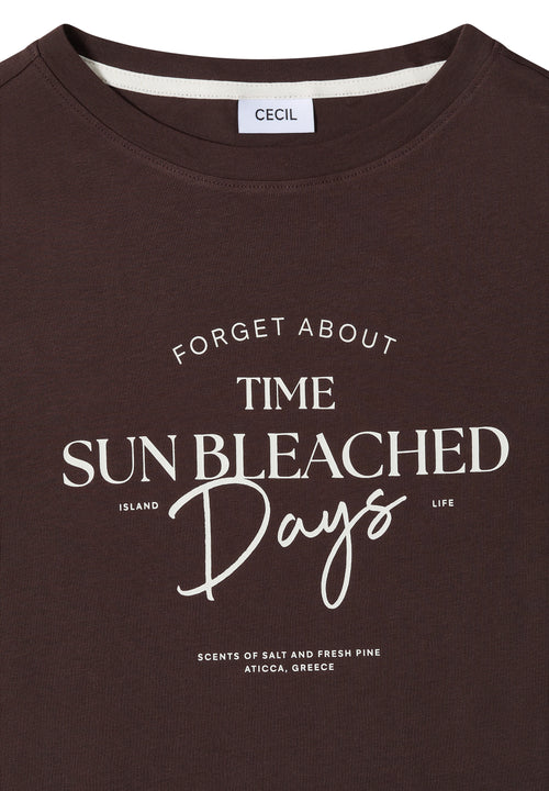 T-Shirt mit Boat Neck und Wording Artwork