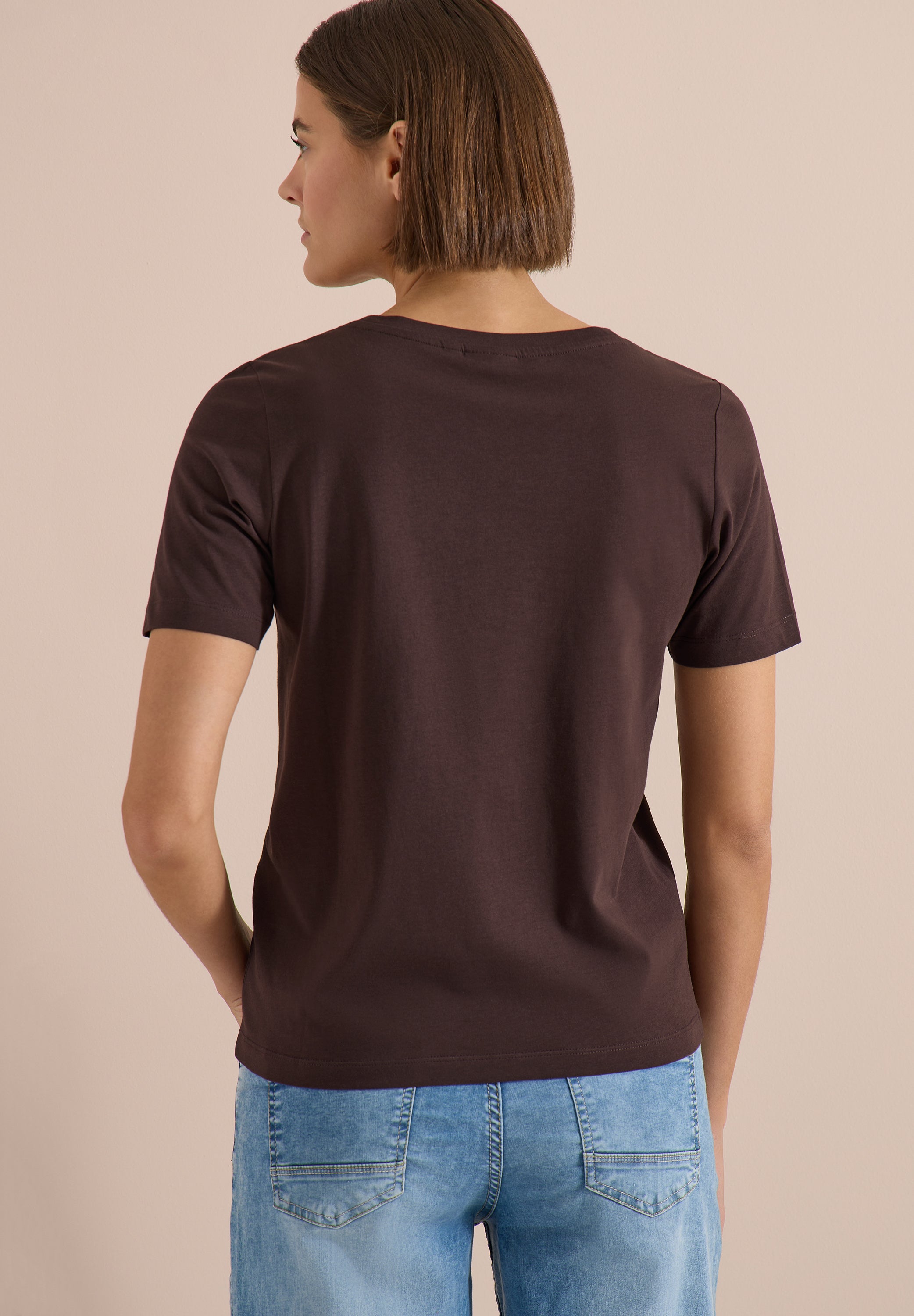 T-Shirt mit Boat Neck und Wording Artwork