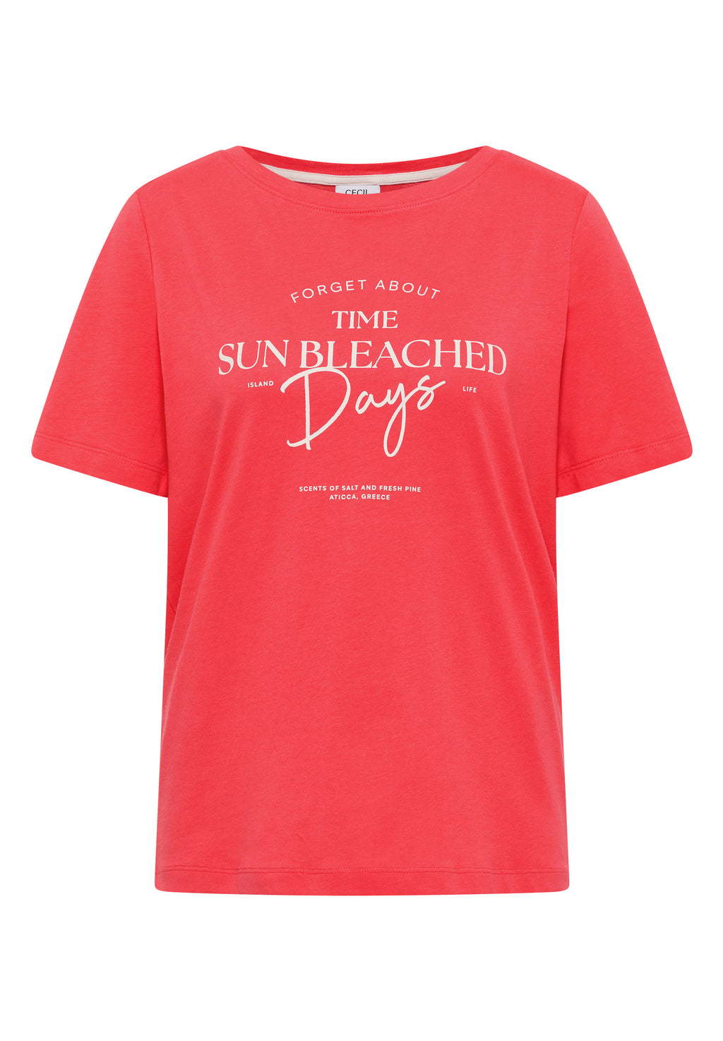 T-Shirt mit Boat Neck und Wording Artwork