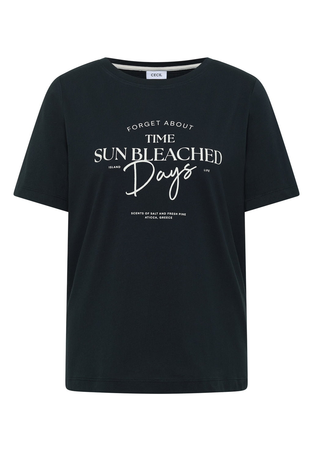 T-Shirt mit Boat Neck und Wording Artwork