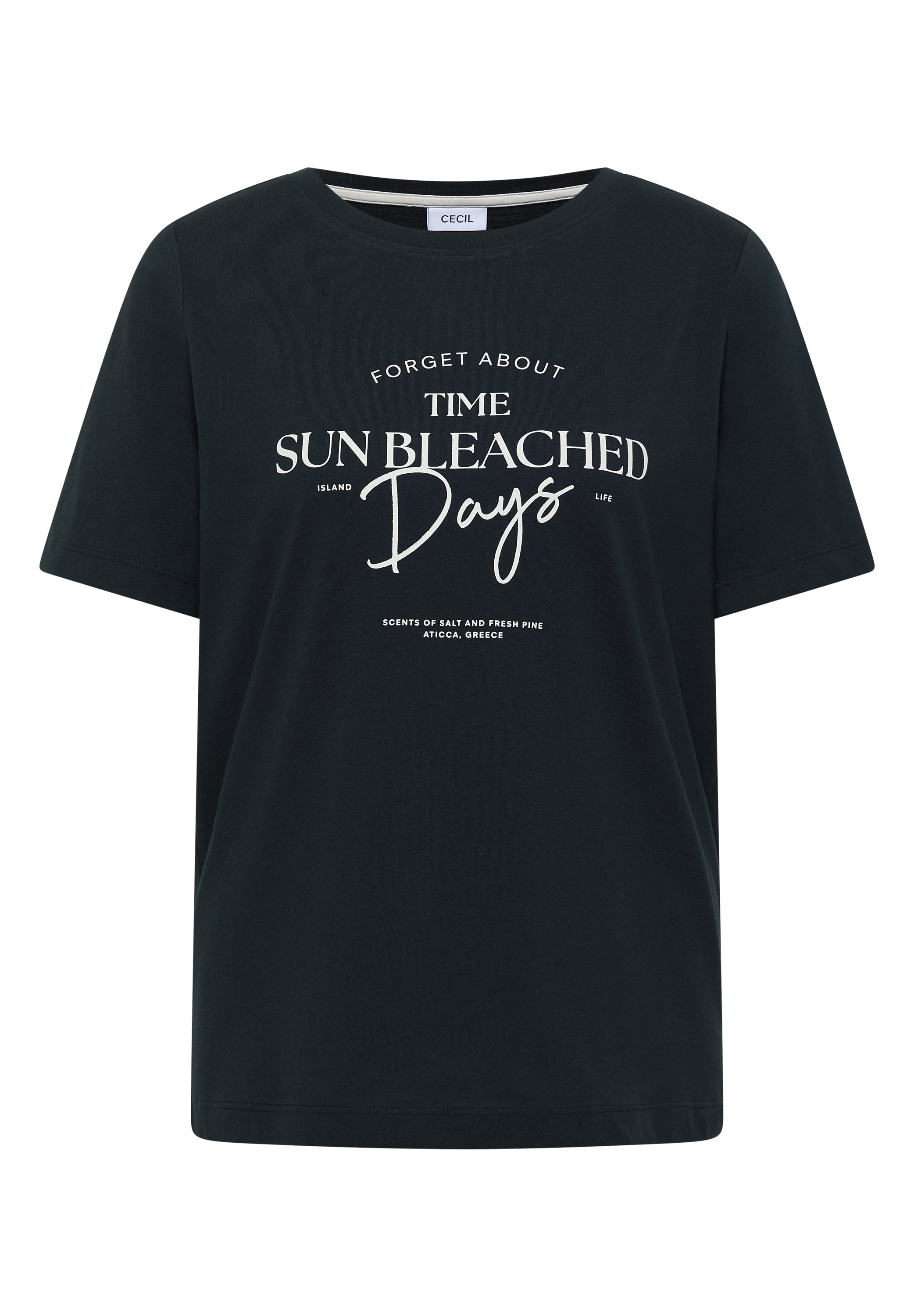 T-Shirt mit Boat Neck und Wording Artwork
