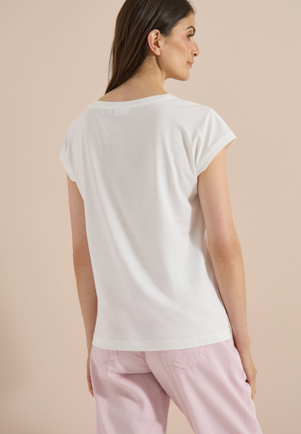 T-Shirt mit Boat Neck und Frontprint
