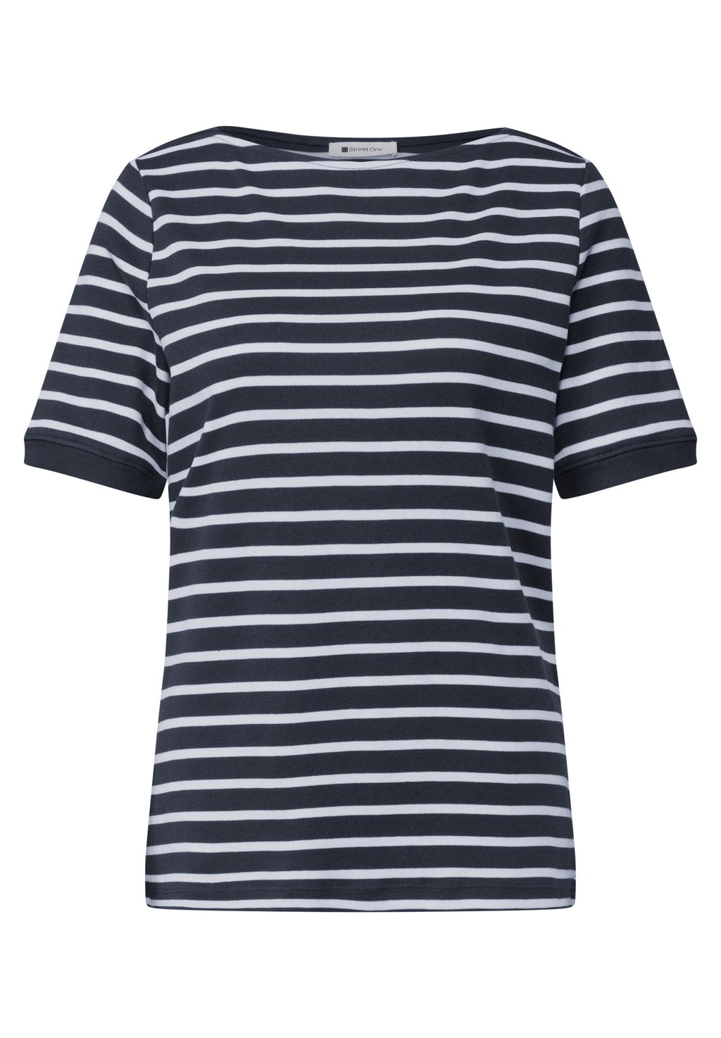 T-Shirt mit Boat Neck und Streifen