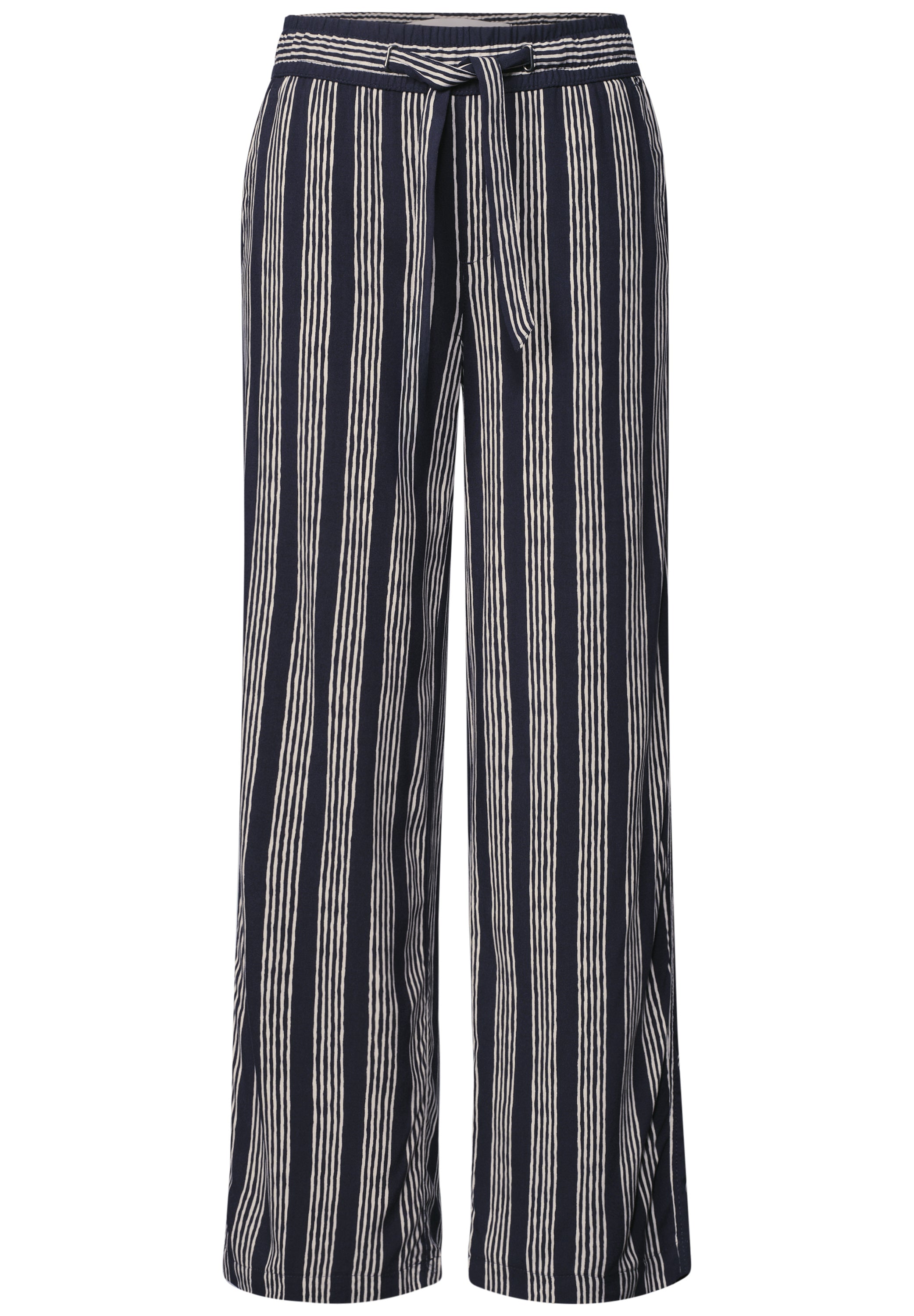 Mid Waist Wide Leg Hose mit Streifen