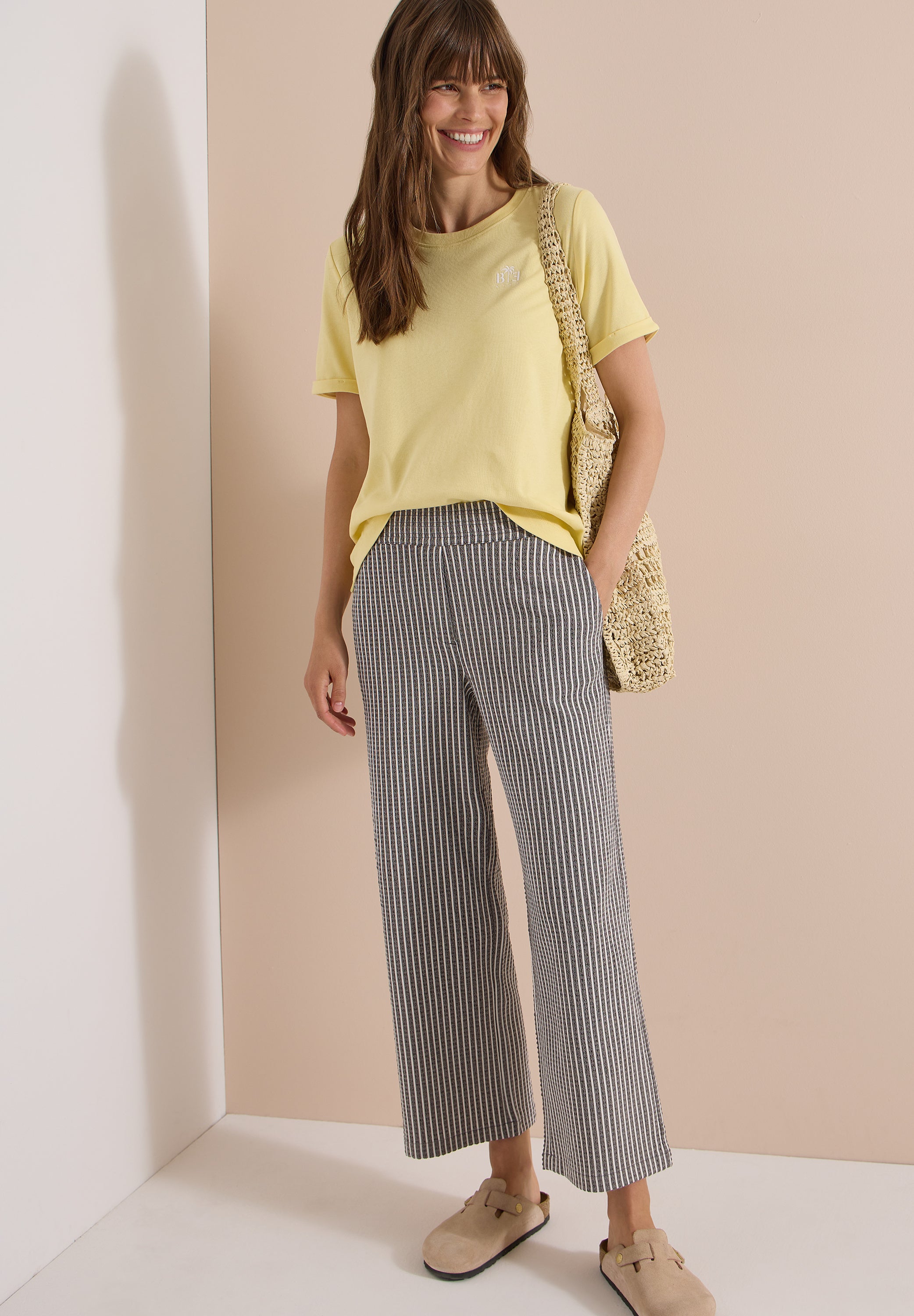 7/8 Wide Leg Hose in Seersucker-Qualität