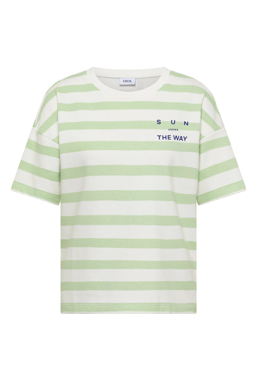 Halbarm Shirt mit Streifen und Wording-Detail