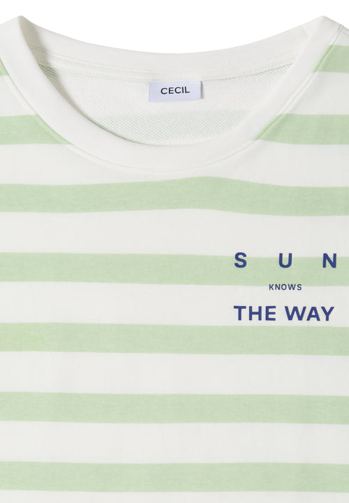 Halbarm Shirt mit Streifen und Wording-Detail
