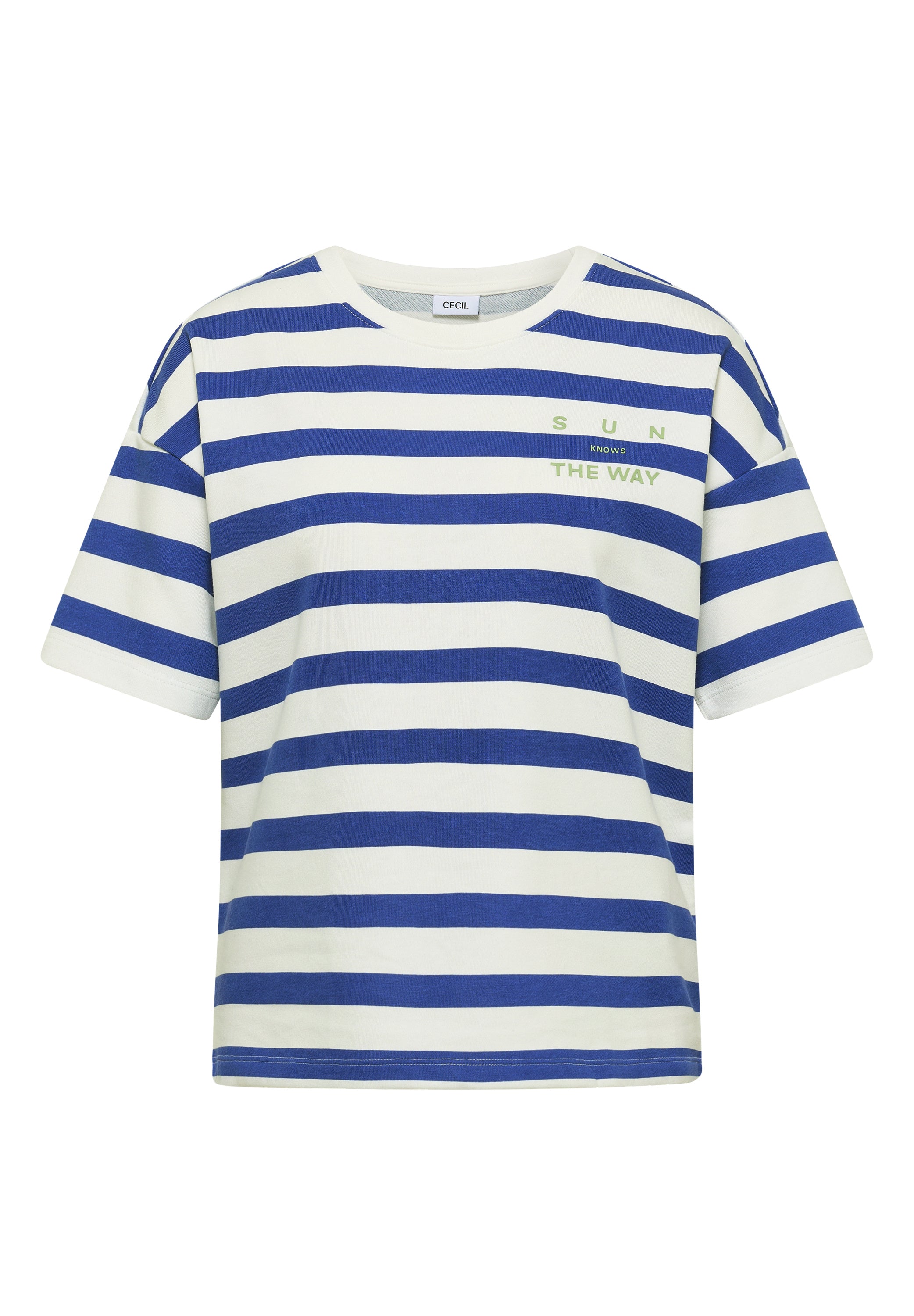 Halbarm Shirt mit Streifen und Wording-Detail