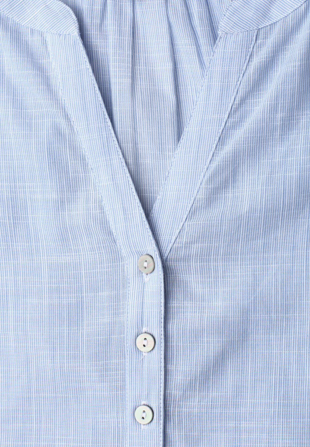 Chambray Bluse mit Split Neck und Elastiksaum