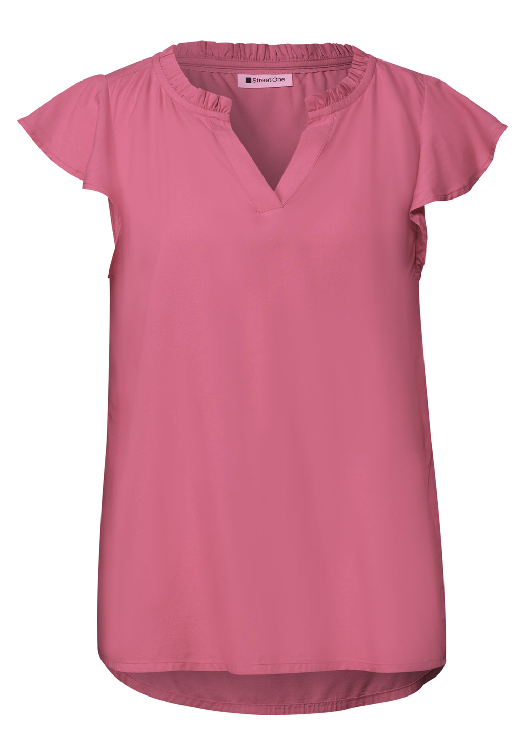 Blusenshirt mit Split Neck und Volant-Ärmeln