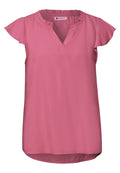 Blusenshirt mit Split Neck und Volant-Ärmeln