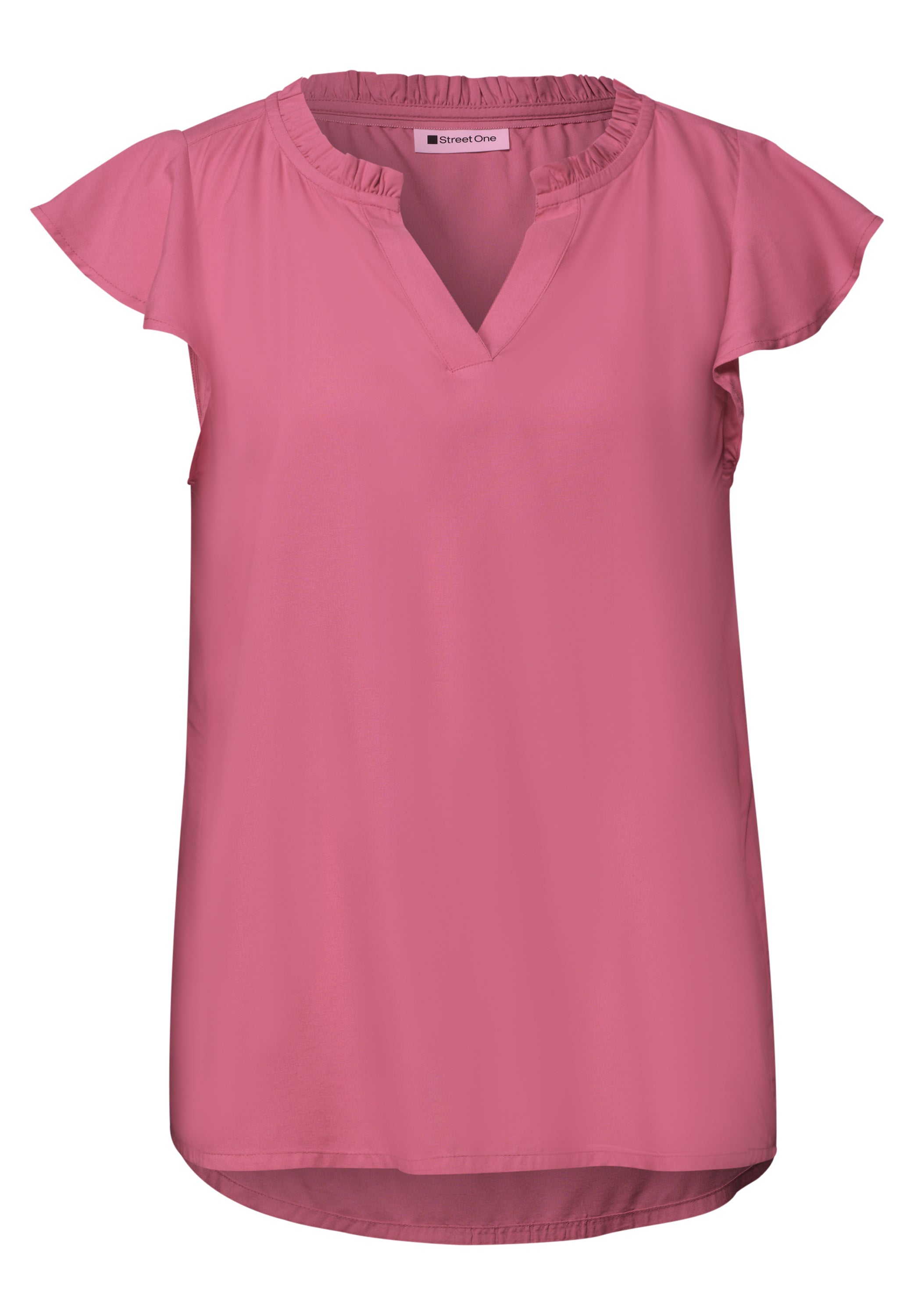Blusenshirt mit Split Neck und Volant-Ärmeln