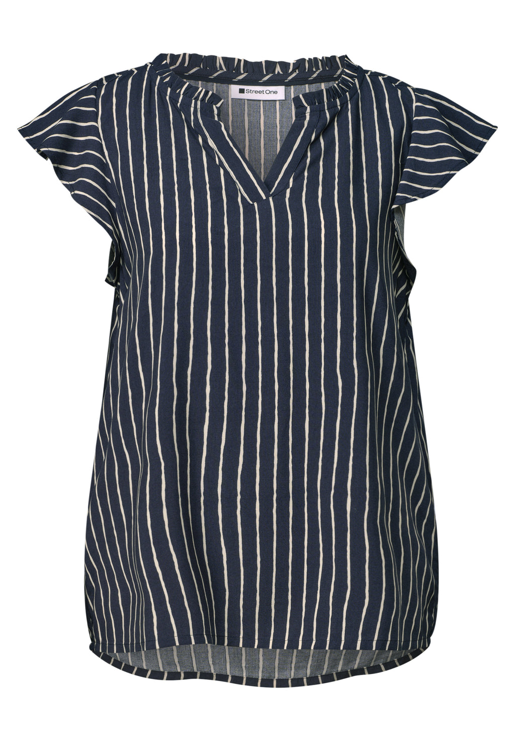 Blusenshirt mit Split Neck und Volant-Ärmeln