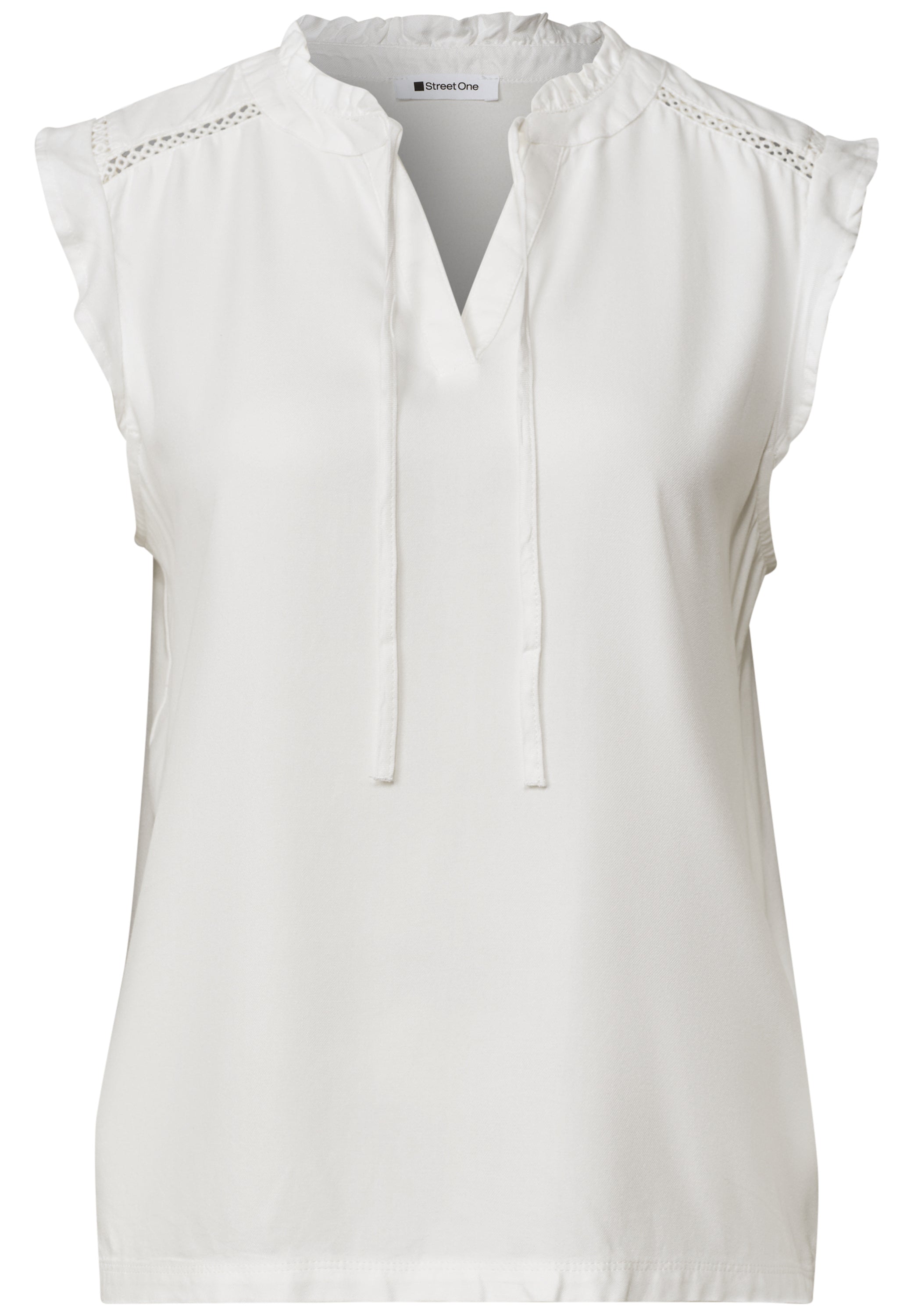 Top mit Strukturmix und Crochet-Details
