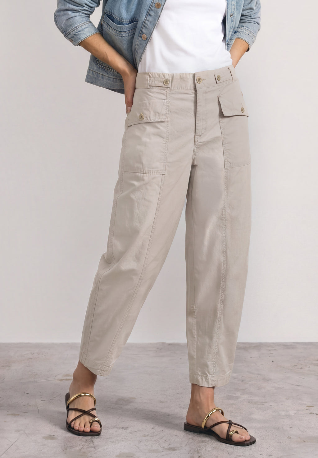 High Waist Barrel Leg Hose im Casual Fit