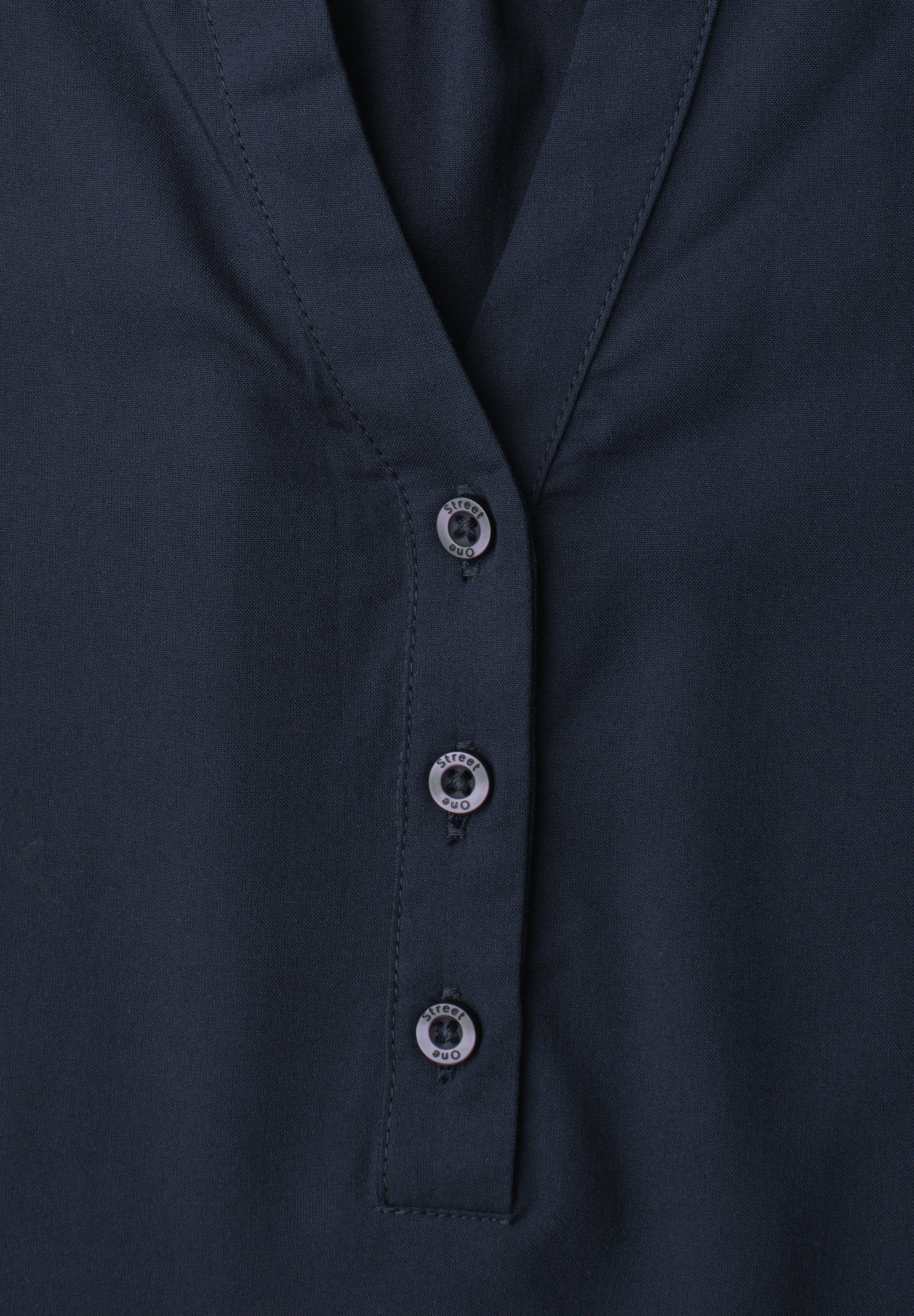 Kurzarm Bluse mit Split Neck und Elastiksaum