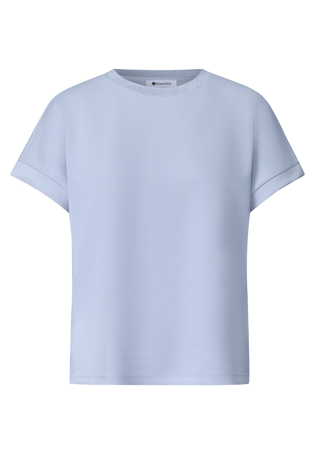 T-Shirt im Silk-Look mit Rundhals