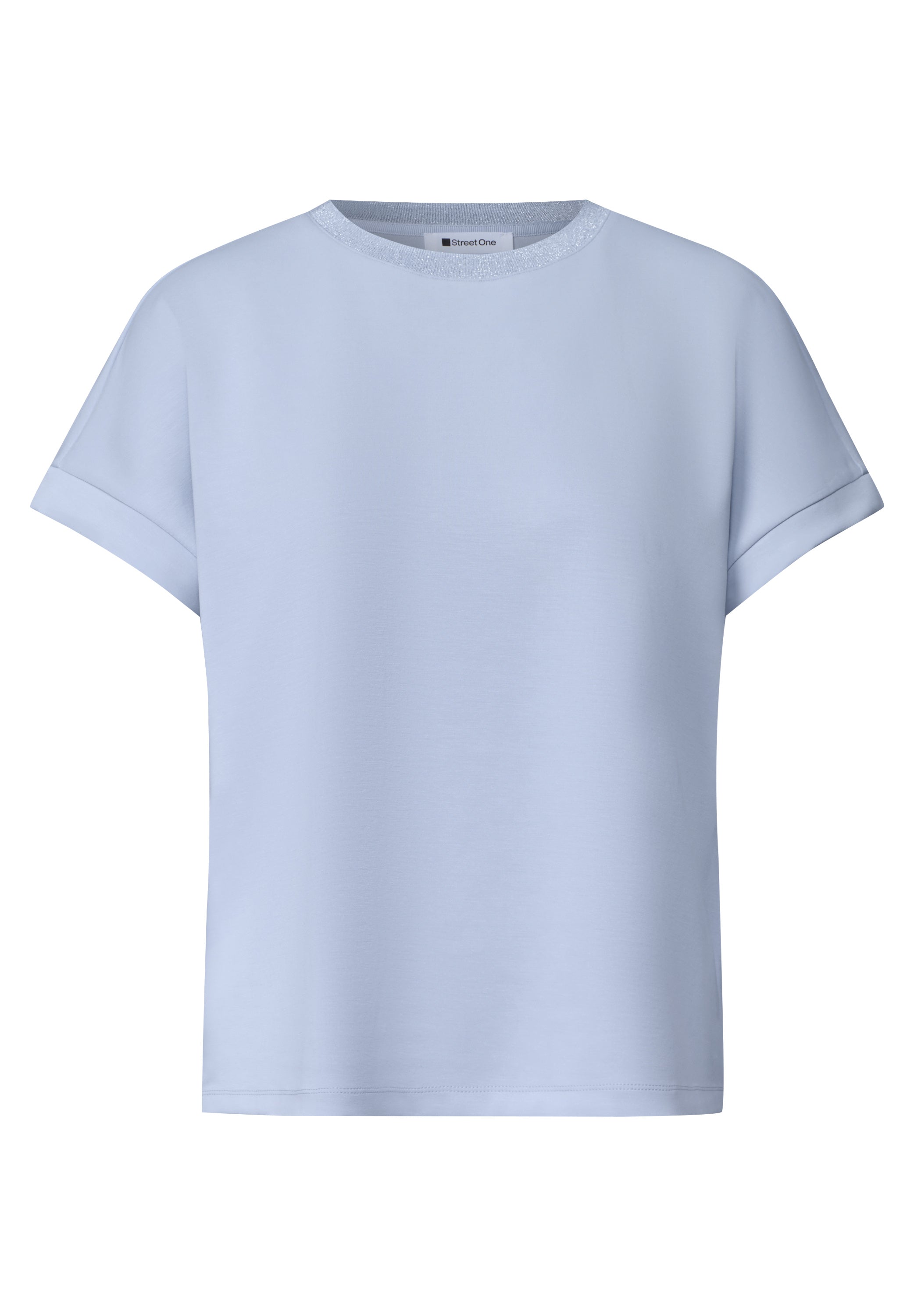 T-Shirt im Silk-Look mit Rundhals