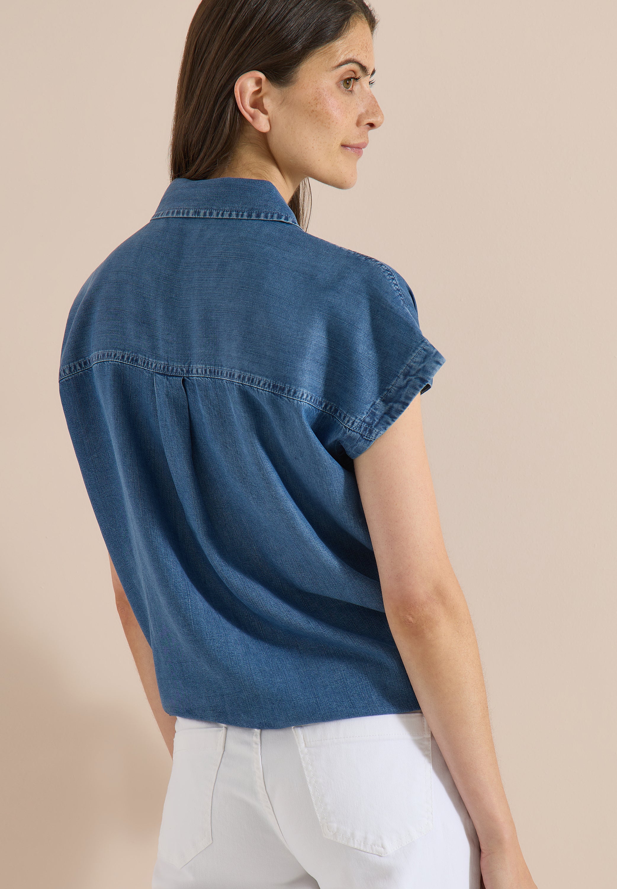 Dropped Shoulder Hemdbluse im Denim-Look