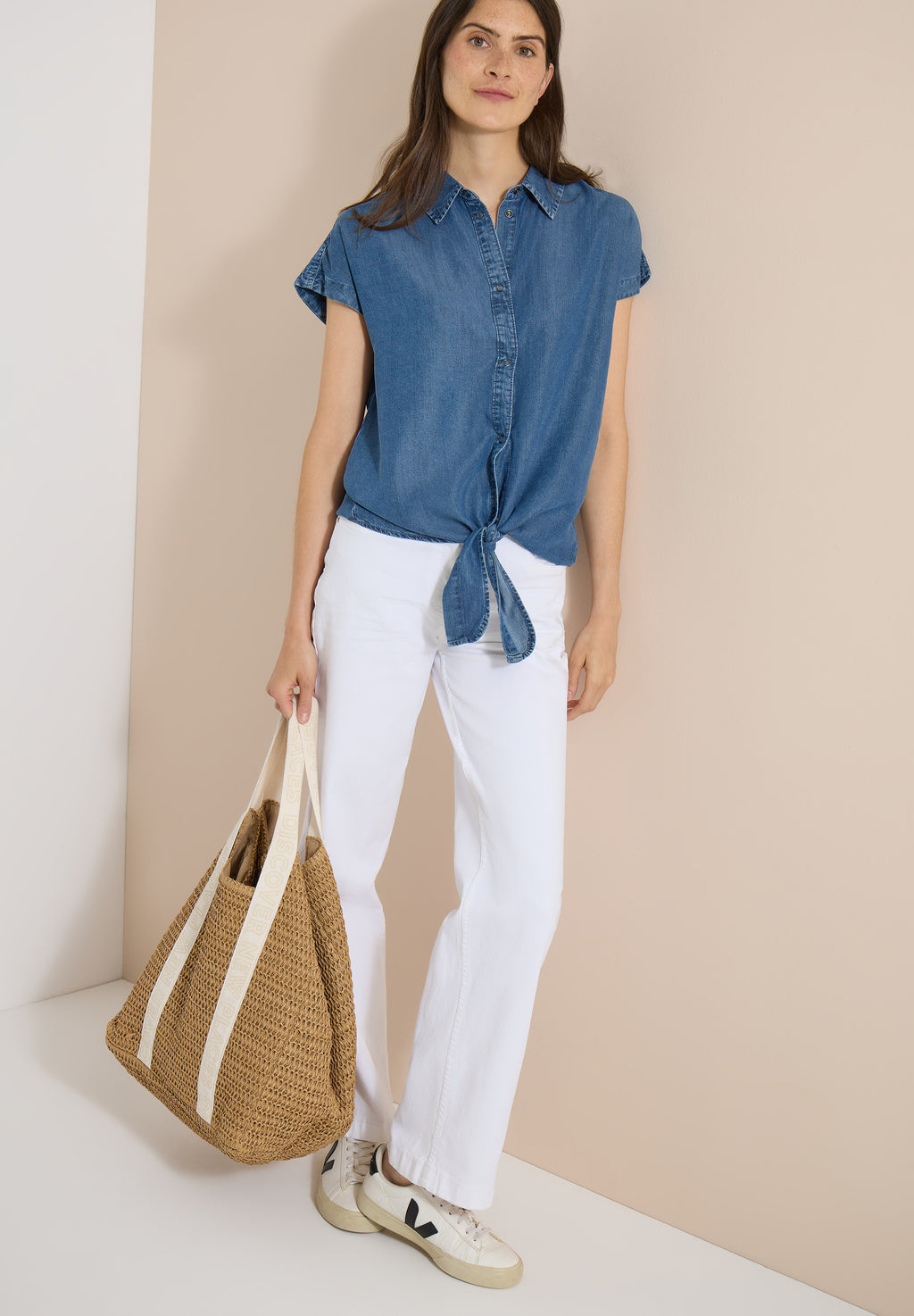 Dropped Shoulder Hemdbluse im Denim-Look