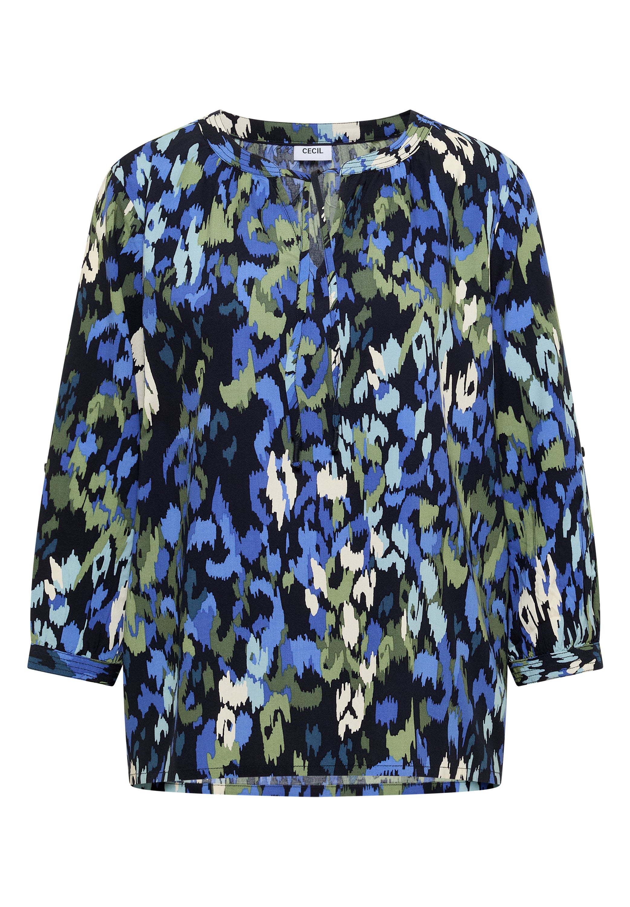 3/4-Arm Bluse mit Turn-Up und Print