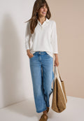 3/4-Arm Poloshirt mit Knopfdetail