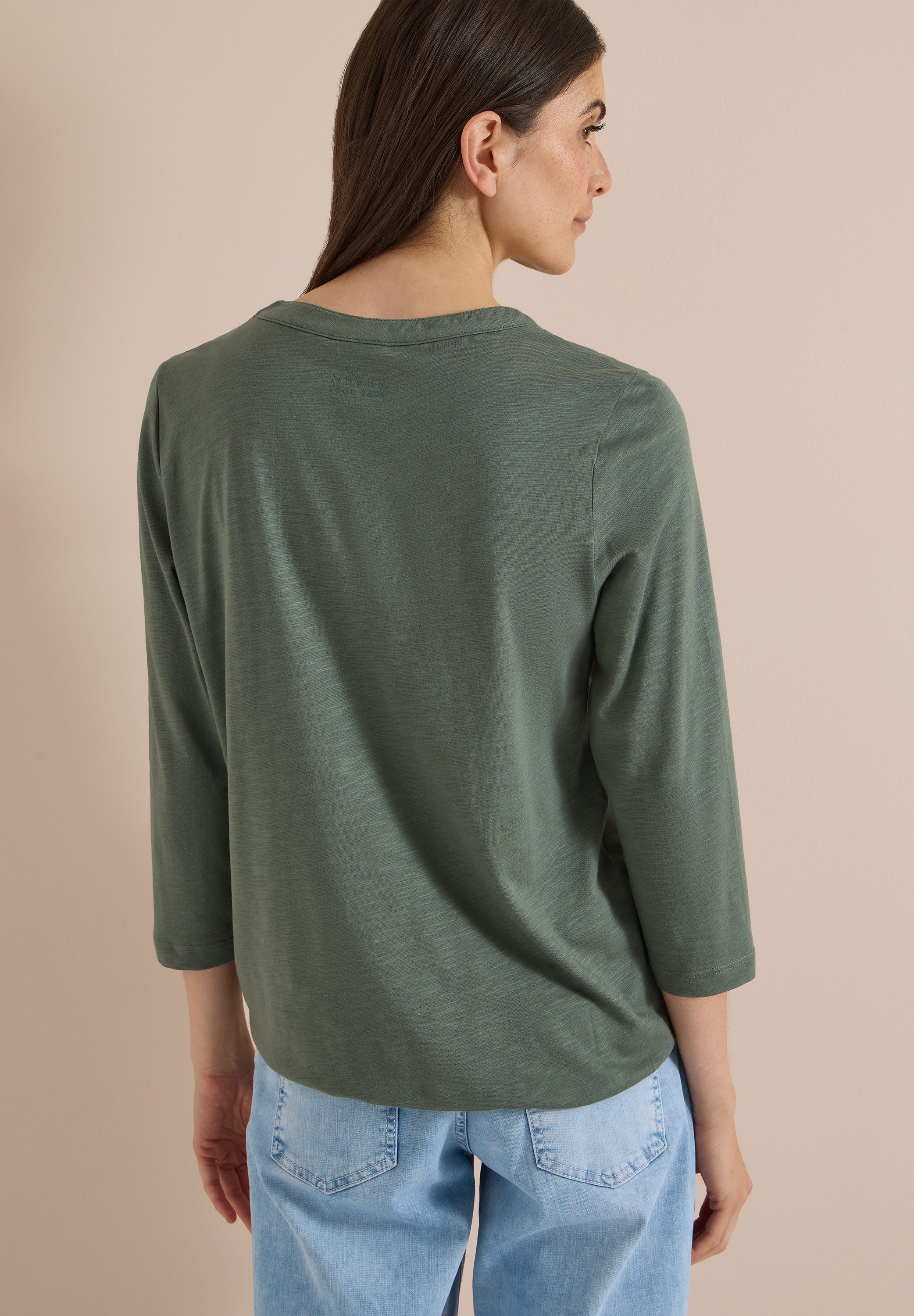 3/4-Arm Shirt mit Split Neck