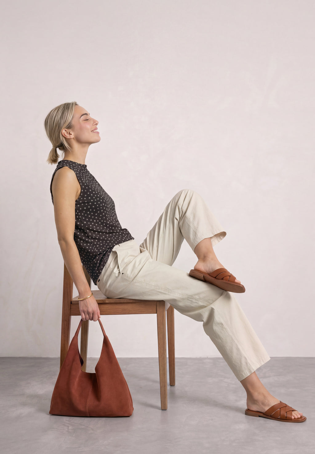 Turtle Neck Top aus Mesh mit Print