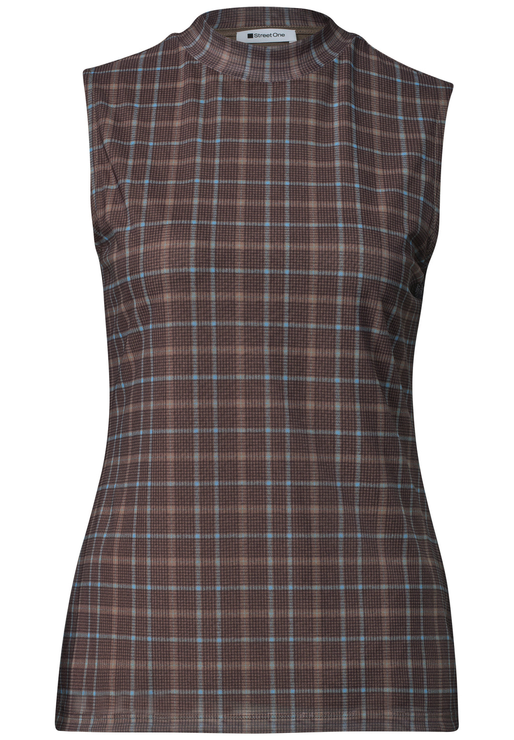 Turtle Neck Top aus Mesh mit Print