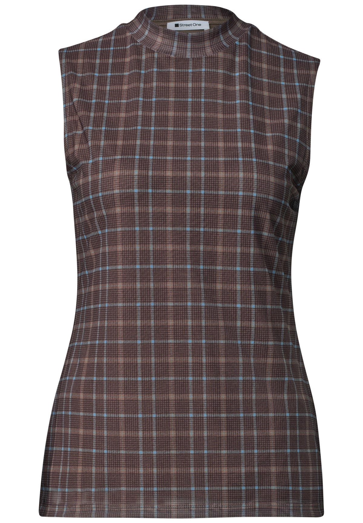 Turtle Neck Top aus Mesh mit Print