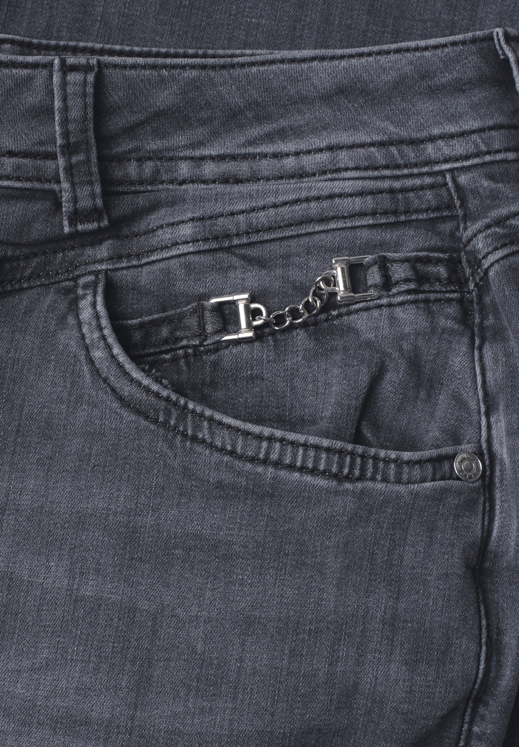 Mid Waist Slim Leg Jeans mit Dekodetail