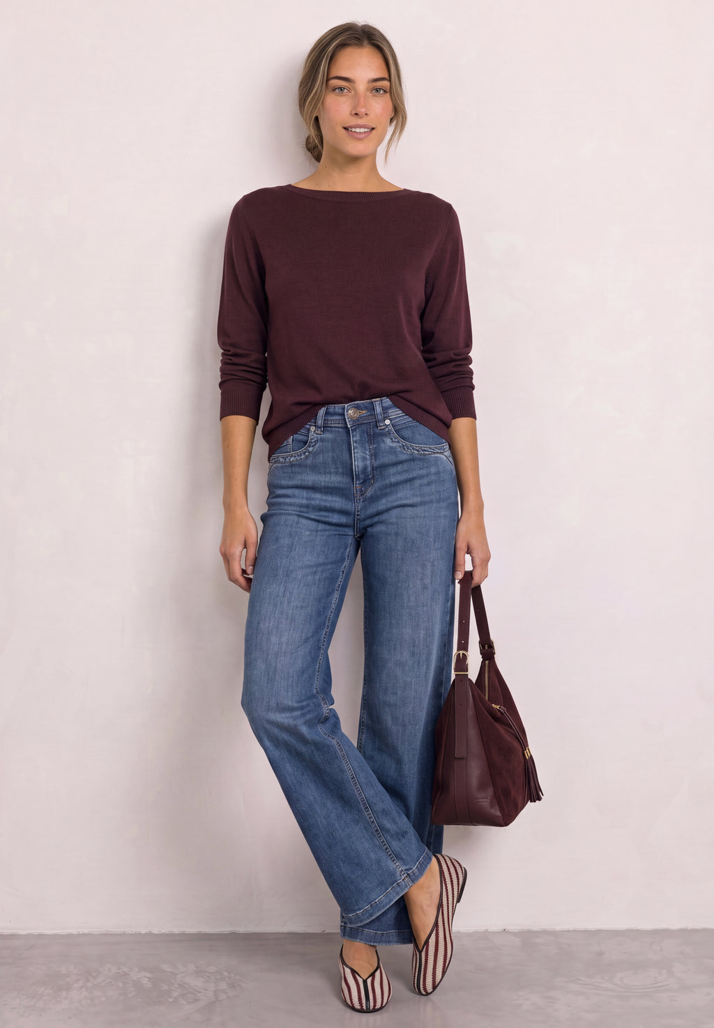 Basic Pullover mit U-Boot-Ausschnitt