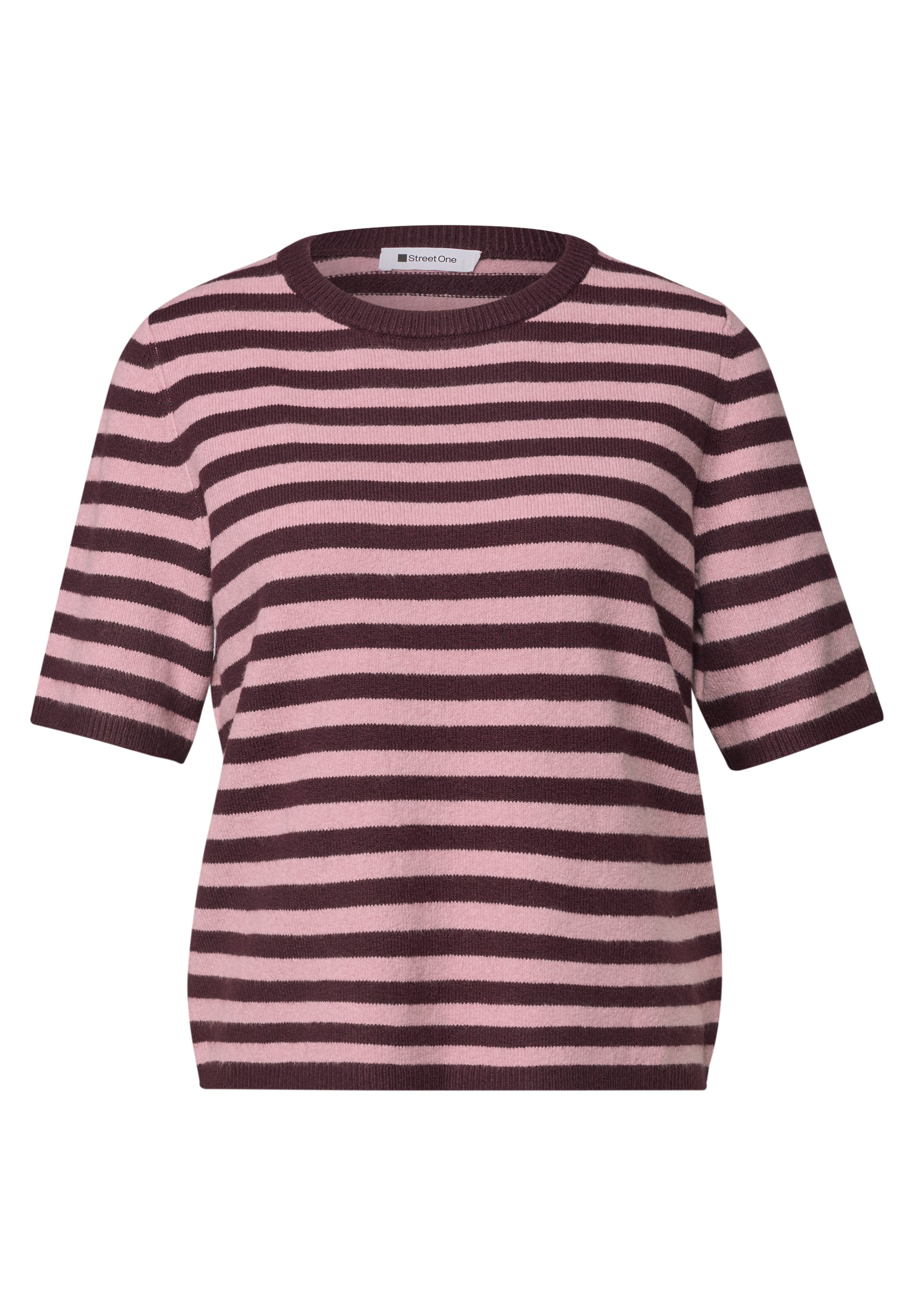 Kurzarm Pullover mit Rundhals und Streifen