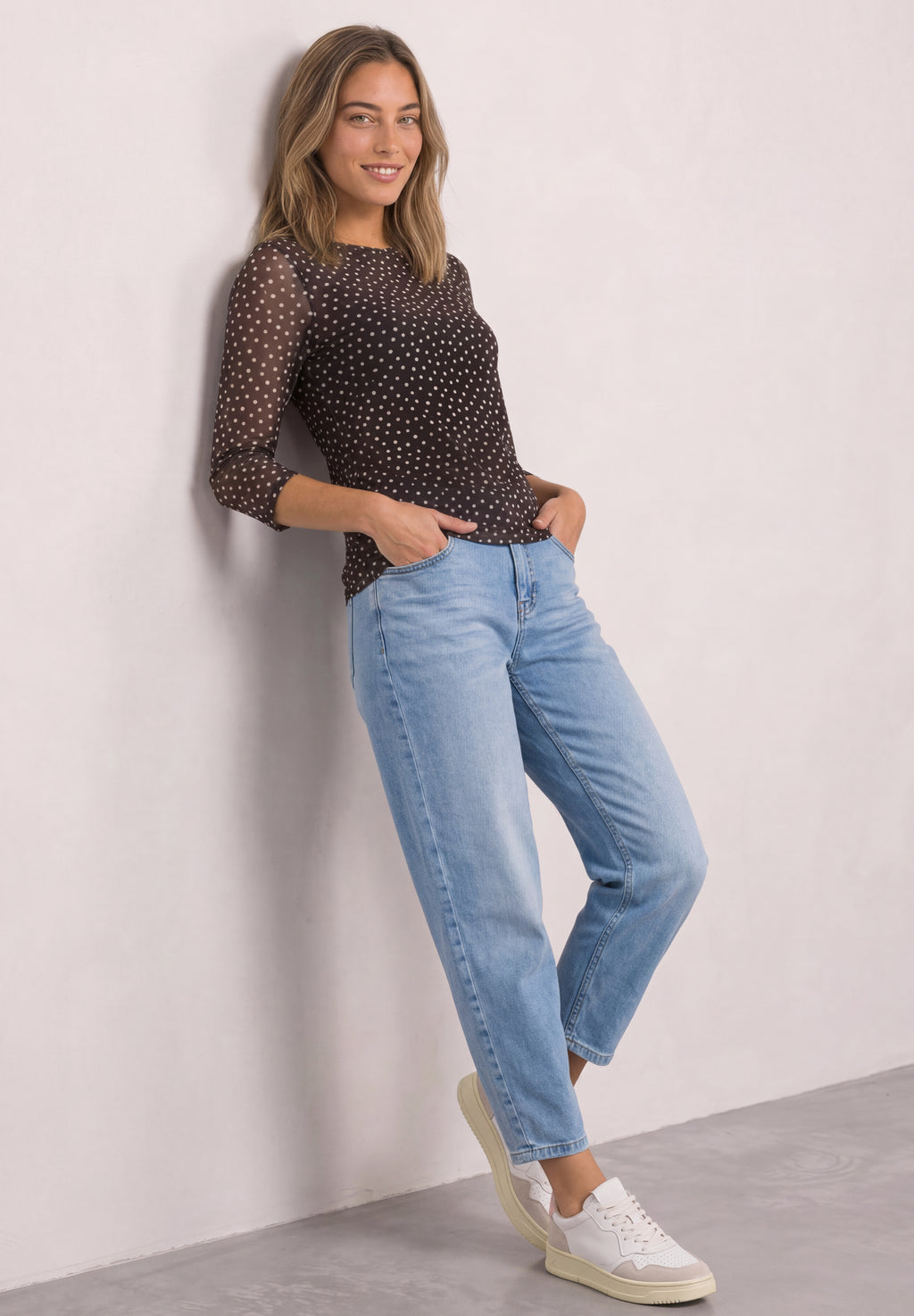 3/4-Arm Shirt aus Mesh mit Print