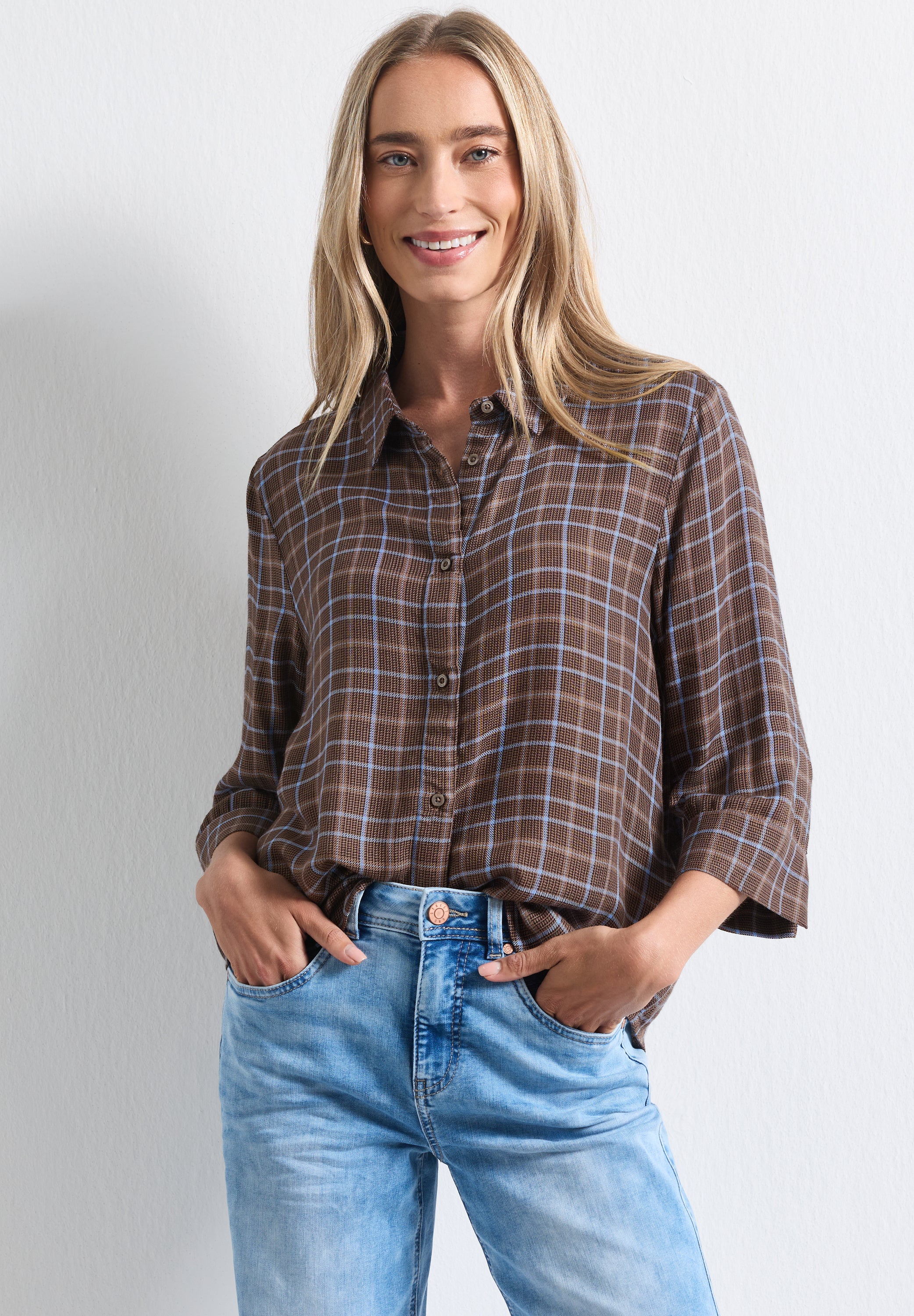 3/4-Arm Hemdbluse mit Muster