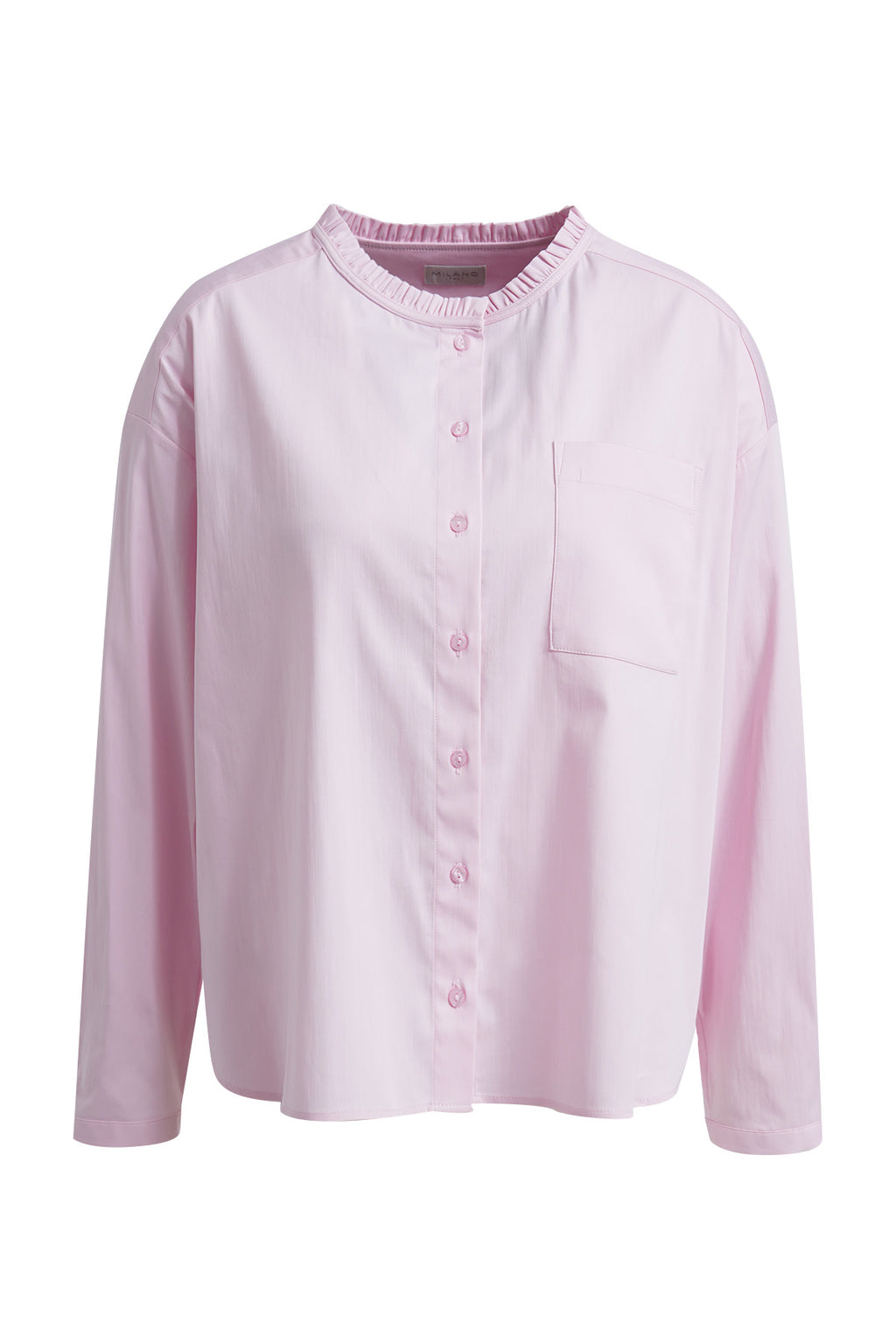 Ruffled collar blouse 1/1 sleeve, chest pocket