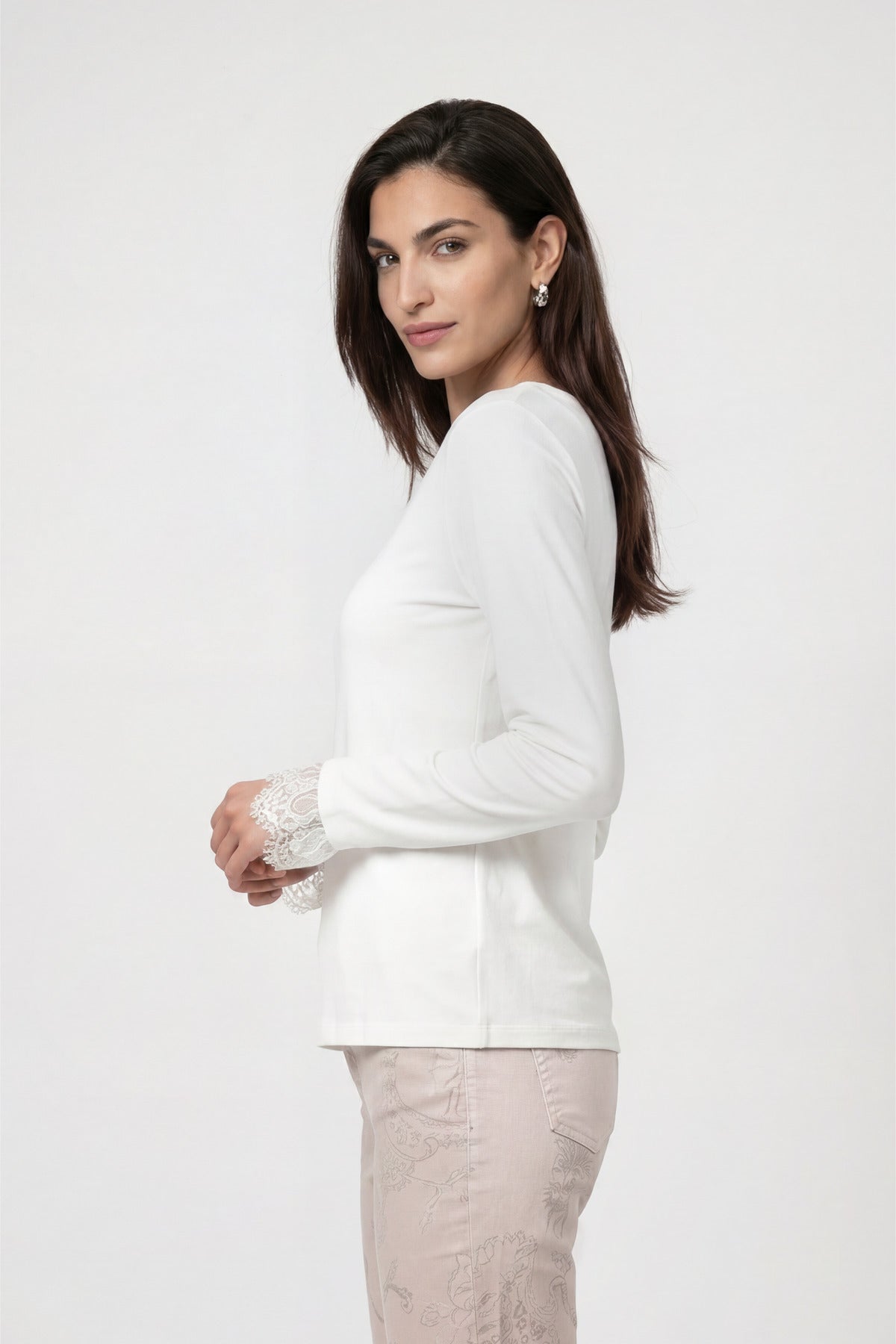 Langarmshirt mit Spitzenborte