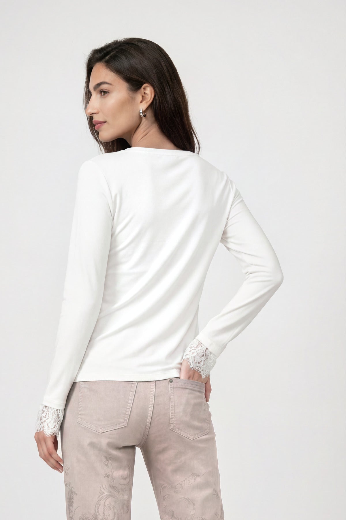 Langarmshirt mit Spitzenborte
