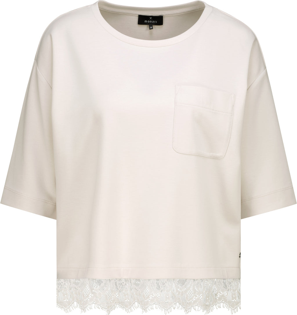 Sweatshirt mit Spitzenborte