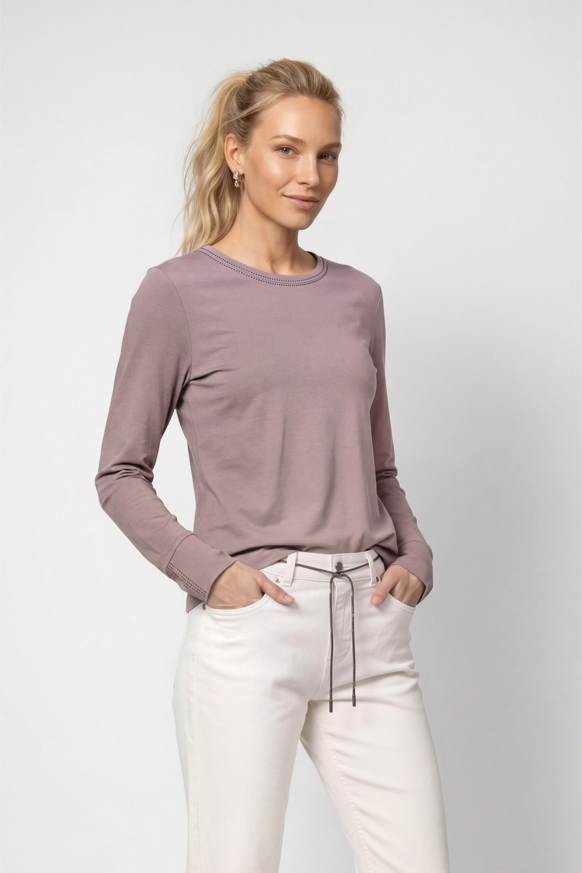 Langarmshirt mit Strassdetails